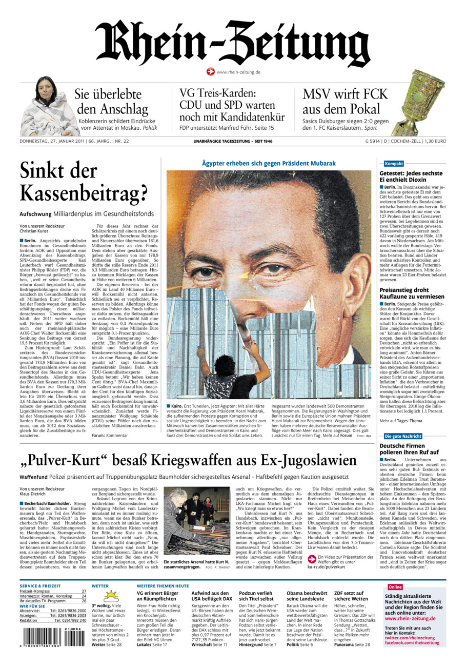 Rhein-Zeitung Kreis Cochem-Zell vom Donnerstag, 27.01.2011