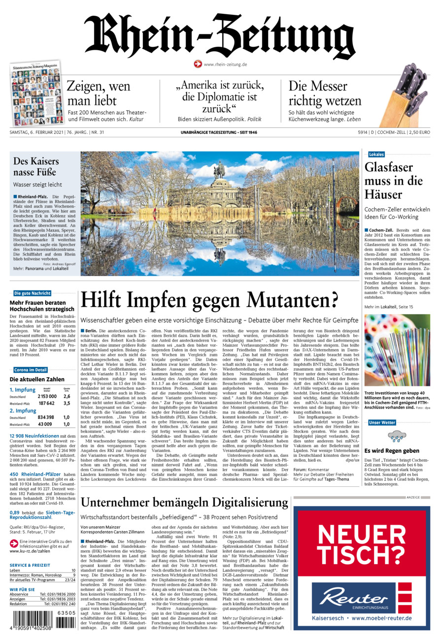 Rhein-Zeitung Kreis Cochem-Zell vom Samstag, 06.02.2021