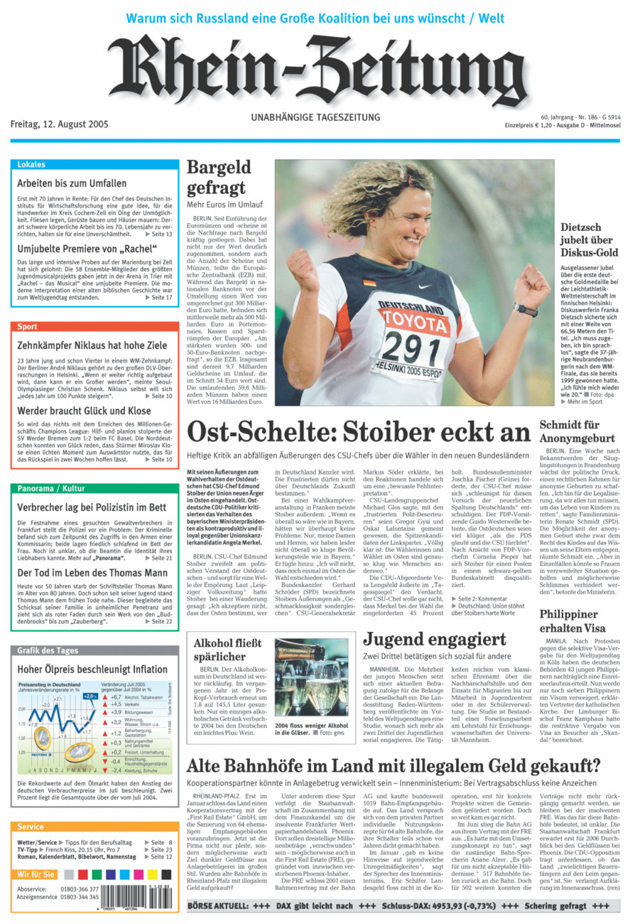 Rhein-Zeitung Kreis Cochem-Zell vom Freitag, 12.08.2005