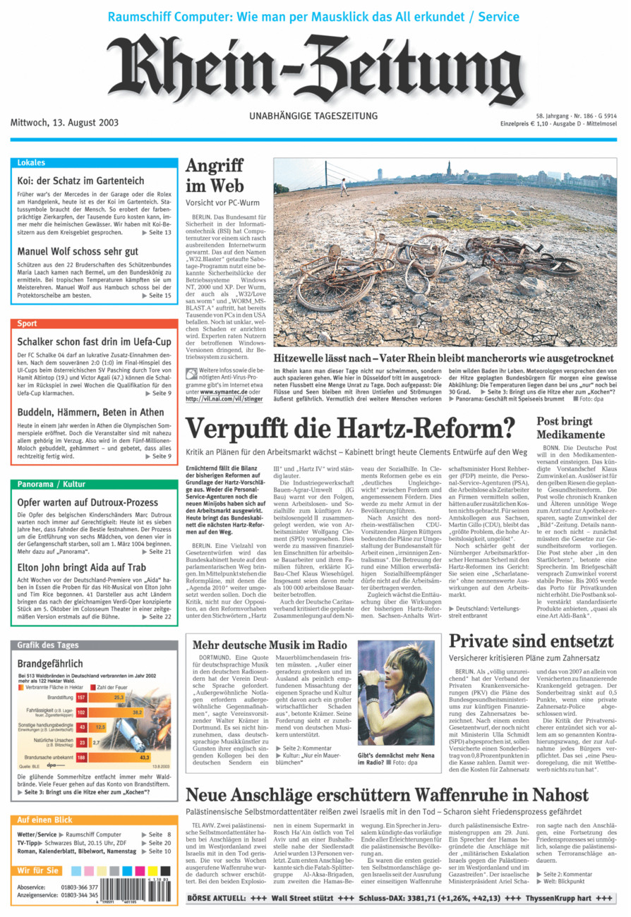 Rhein-Zeitung Kreis Cochem-Zell vom Mittwoch, 13.08.2003