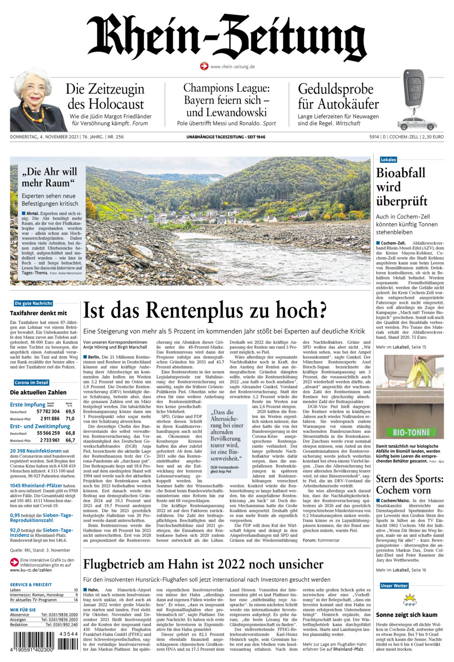 Rhein-Zeitung Kreis Cochem-Zell vom Donnerstag, 04.11.2021