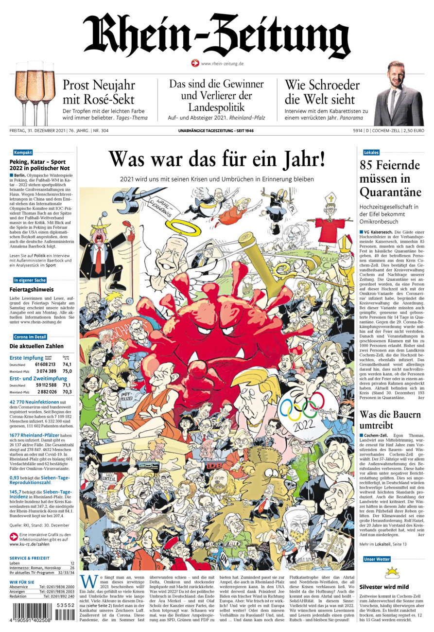 Rhein-Zeitung Kreis Cochem-Zell vom Freitag, 31.12.2021
