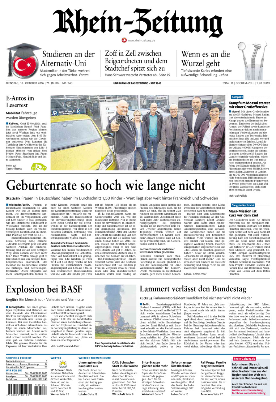 Rhein-Zeitung Kreis Cochem-Zell vom Dienstag, 18.10.2016
