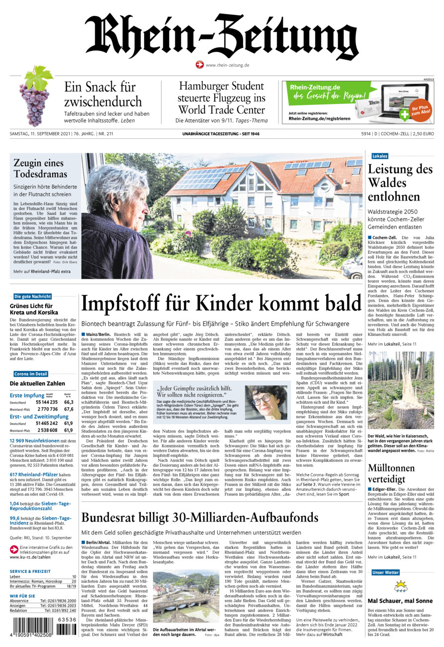 Rhein-Zeitung Kreis Cochem-Zell vom Samstag, 11.09.2021