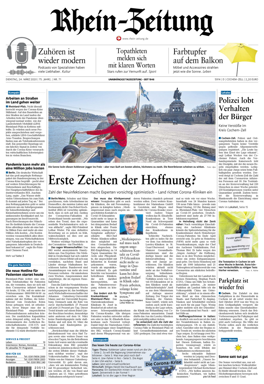 Rhein-Zeitung Kreis Cochem-Zell vom Dienstag, 24.03.2020