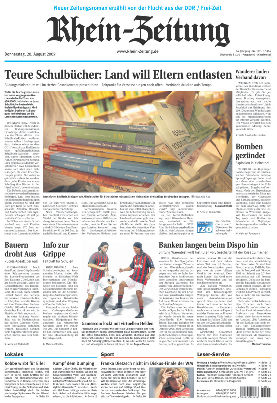 Rhein-Zeitung Kreis Cochem-Zell vom Donnerstag, 20.08.2009