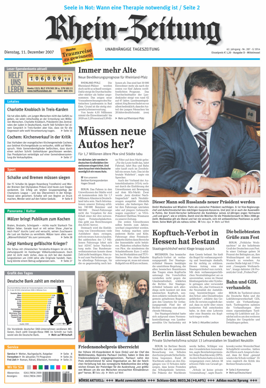 Rhein-Zeitung Kreis Cochem-Zell vom Dienstag, 11.12.2007