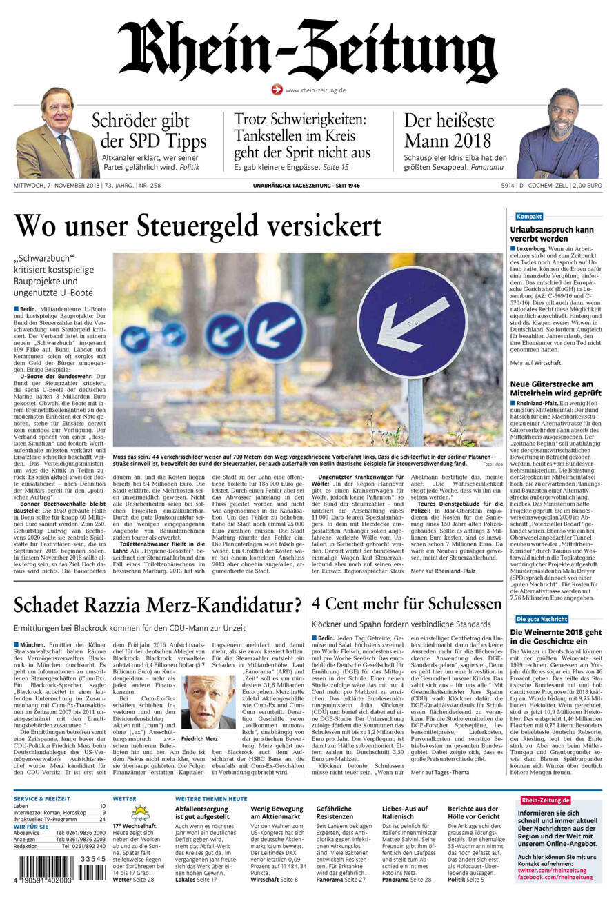 Rhein-Zeitung Kreis Cochem-Zell vom Mittwoch, 07.11.2018