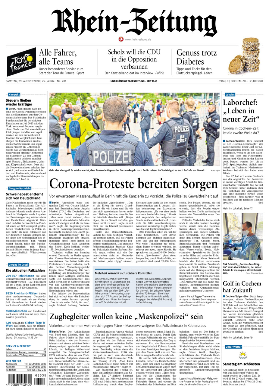Rhein-Zeitung Kreis Cochem-Zell vom Samstag, 29.08.2020