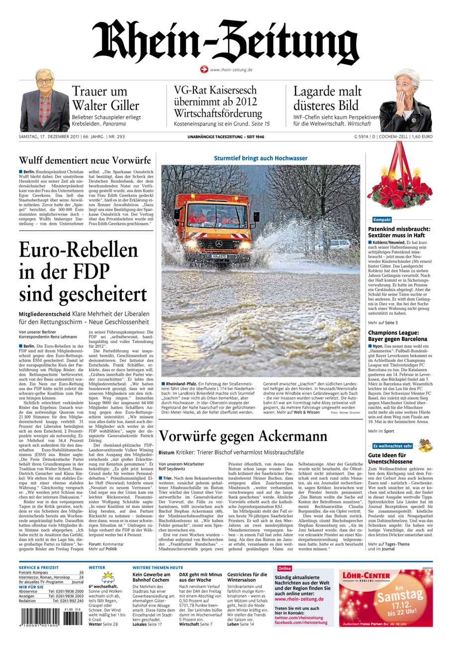 Rhein-Zeitung Kreis Cochem-Zell vom Samstag, 17.12.2011