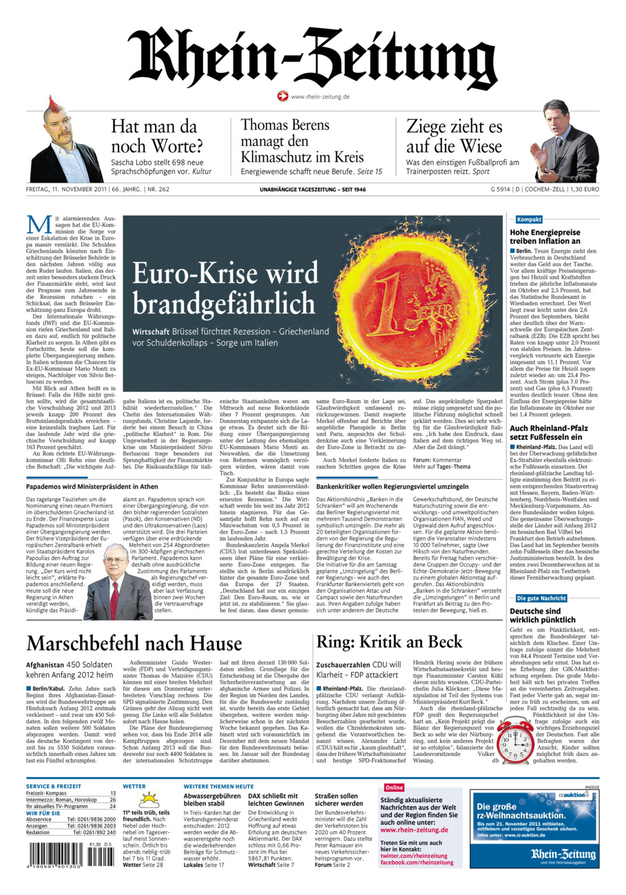 Rhein-Zeitung Kreis Cochem-Zell vom Freitag, 11.11.2011