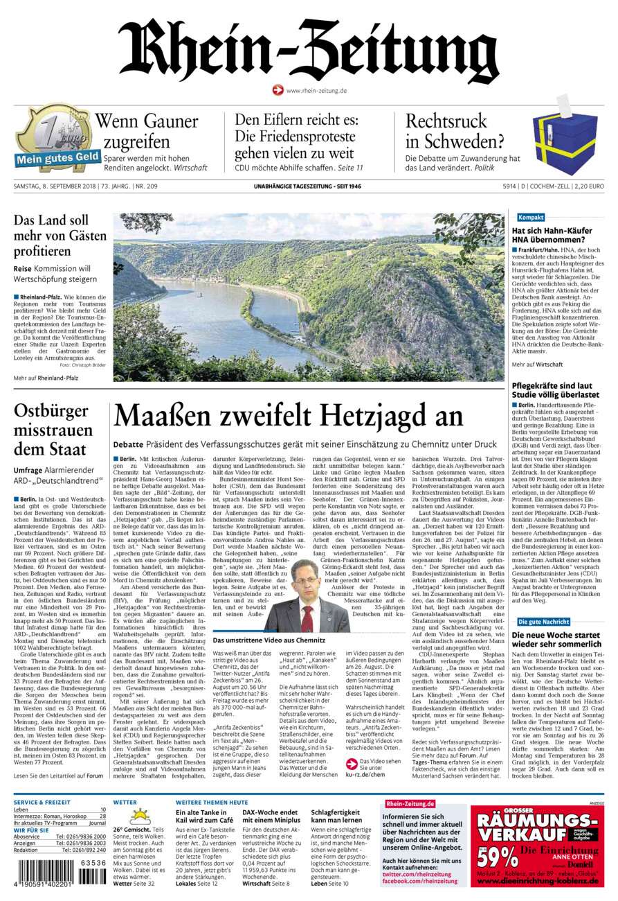 Rhein-Zeitung Kreis Cochem-Zell vom Samstag, 08.09.2018