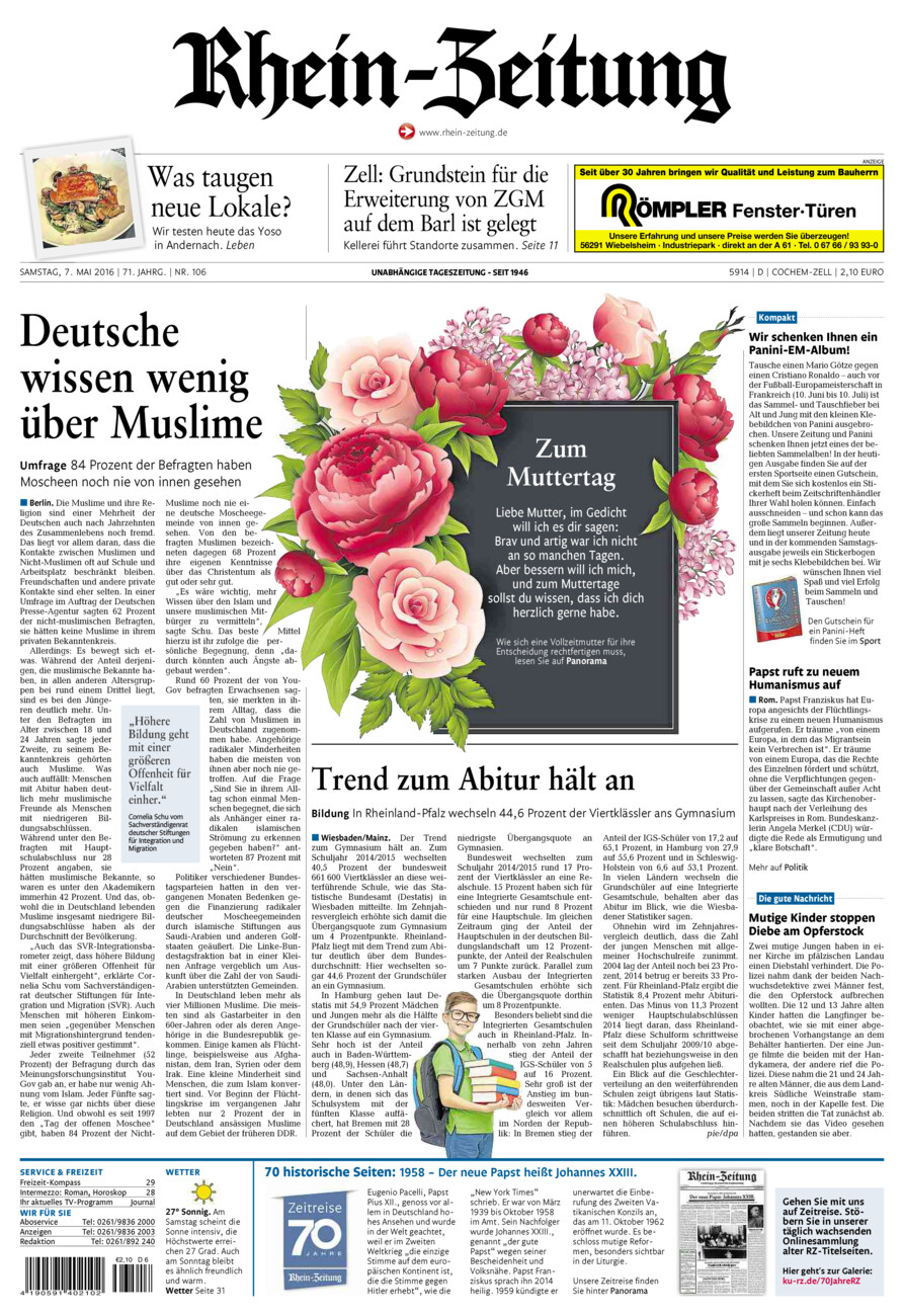 Rhein-Zeitung Kreis Cochem-Zell vom Samstag, 07.05.2016