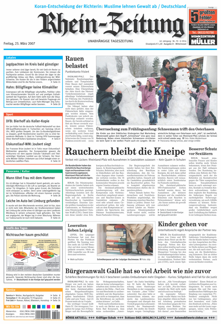 Rhein-Zeitung Kreis Cochem-Zell vom Freitag, 23.03.2007