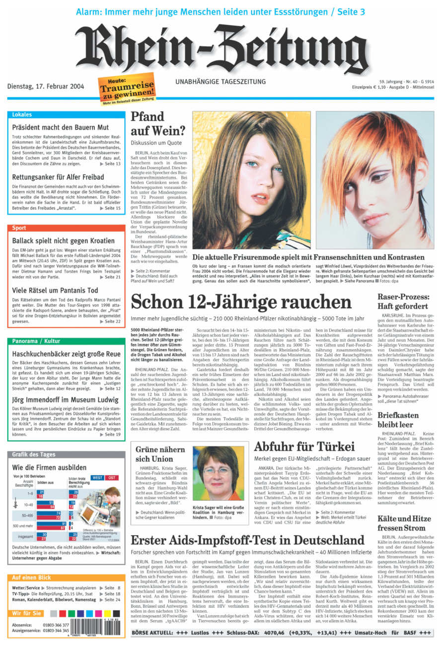 Rhein-Zeitung Kreis Cochem-Zell vom Dienstag, 17.02.2004