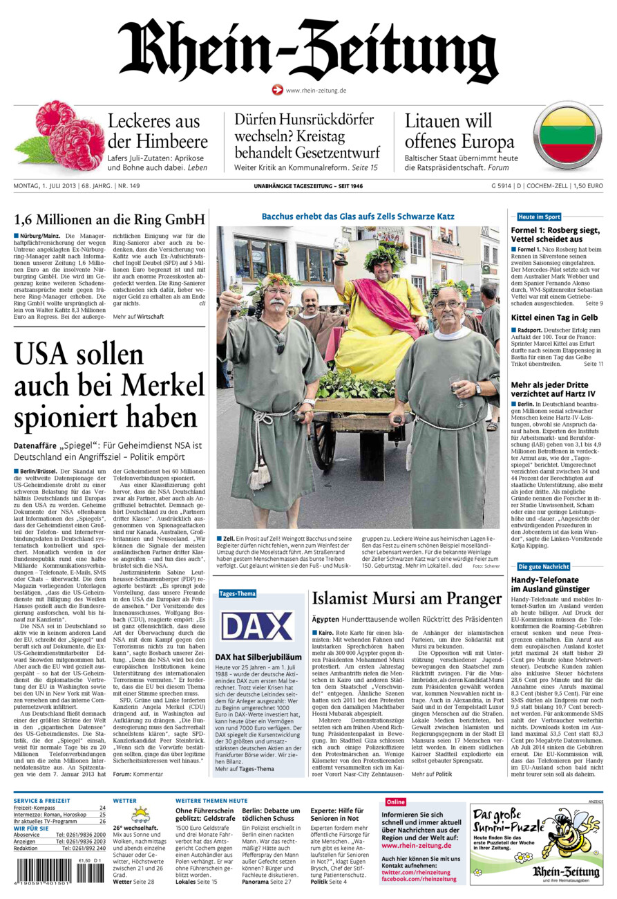 Rhein-Zeitung Kreis Cochem-Zell vom Montag, 01.07.2013