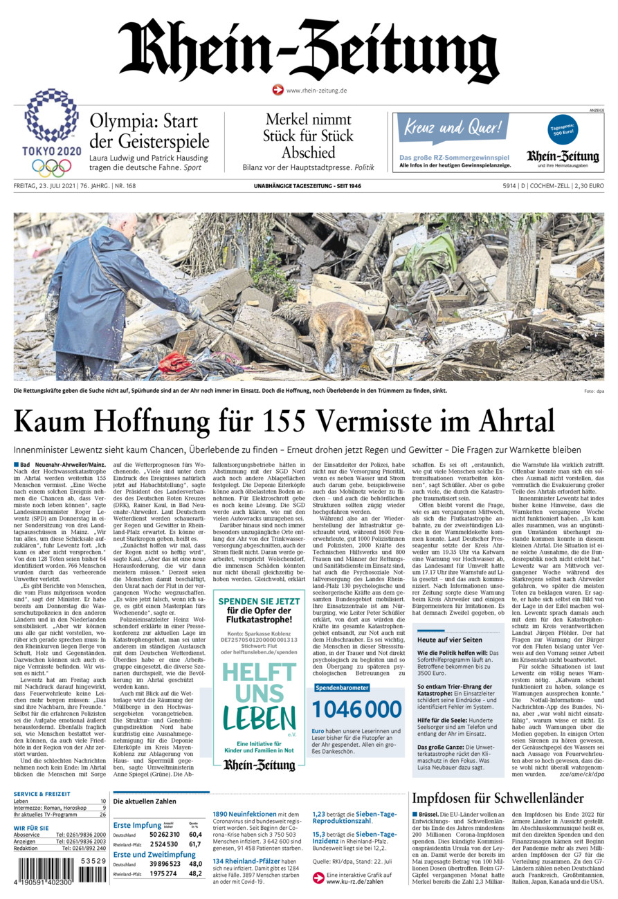 Rhein-Zeitung Kreis Cochem-Zell vom Freitag, 23.07.2021