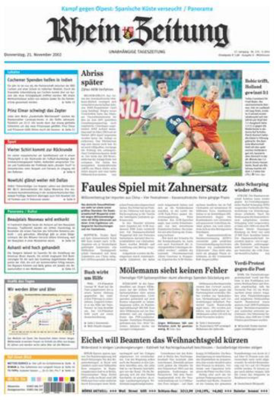Rhein-Zeitung Kreis Cochem-Zell vom Donnerstag, 21.11.2002