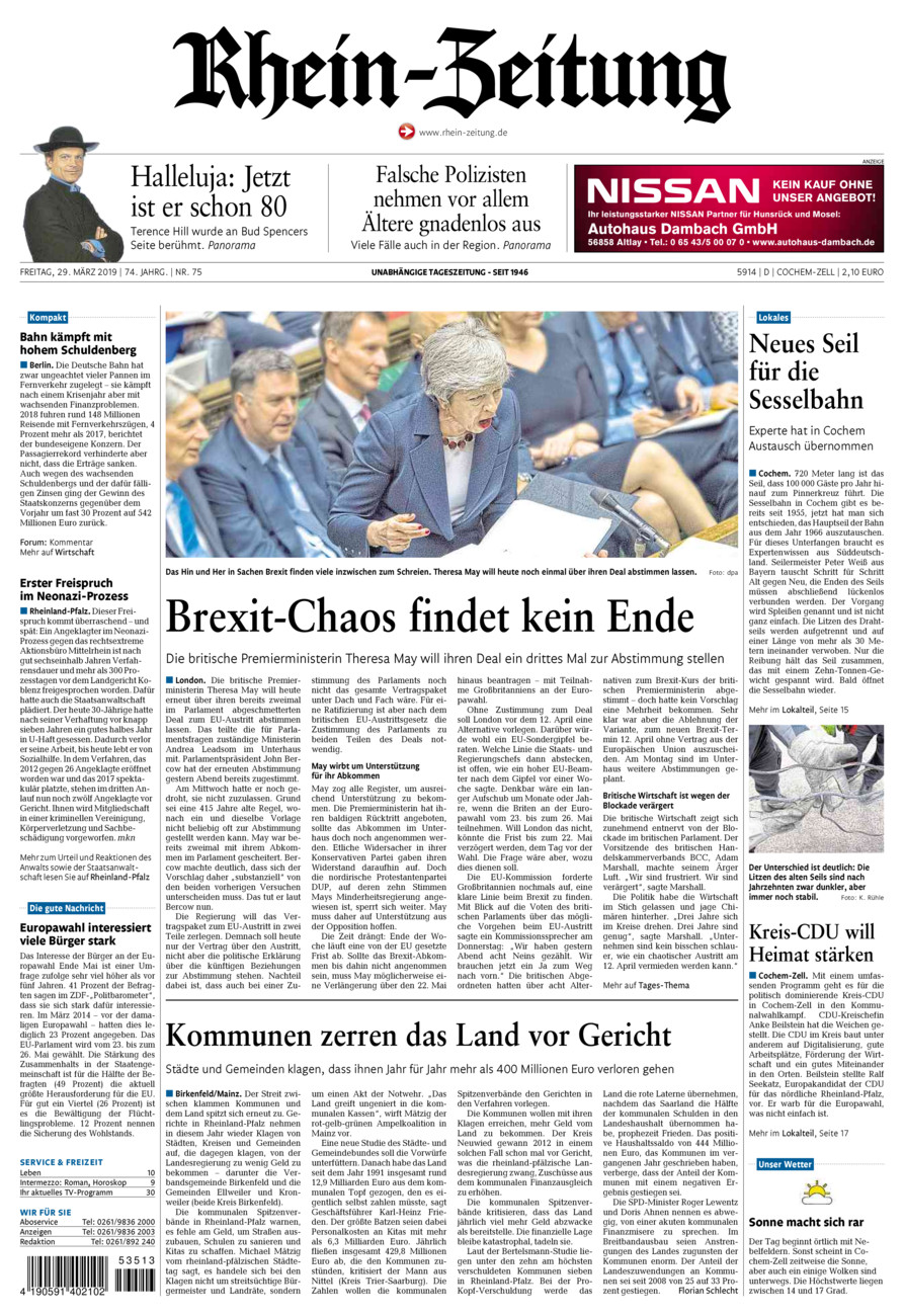 Rhein-Zeitung Kreis Cochem-Zell vom Freitag, 29.03.2019