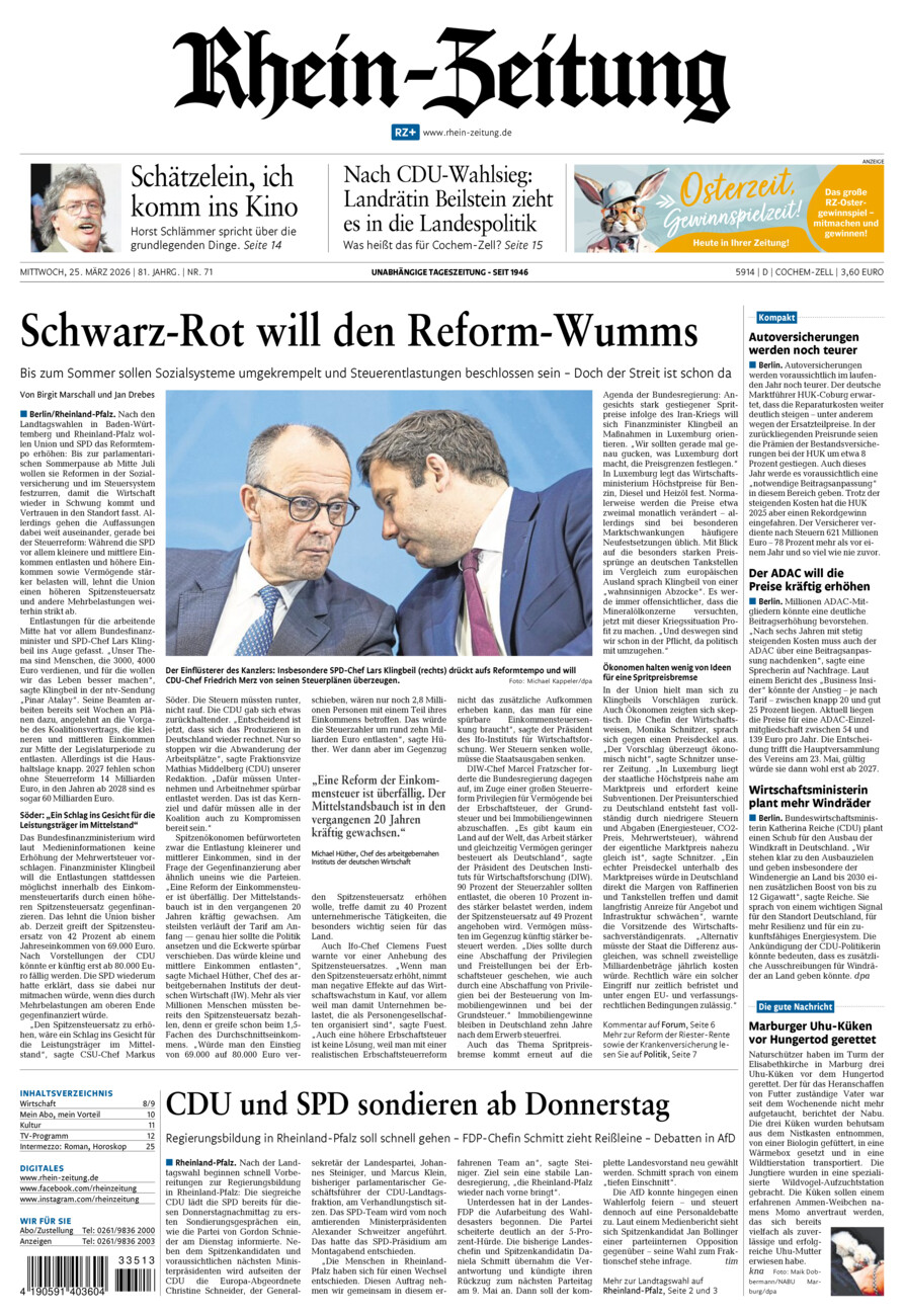 Rhein-Zeitung Kreis Cochem-Zell vom Mittwoch, 25.03.2026
