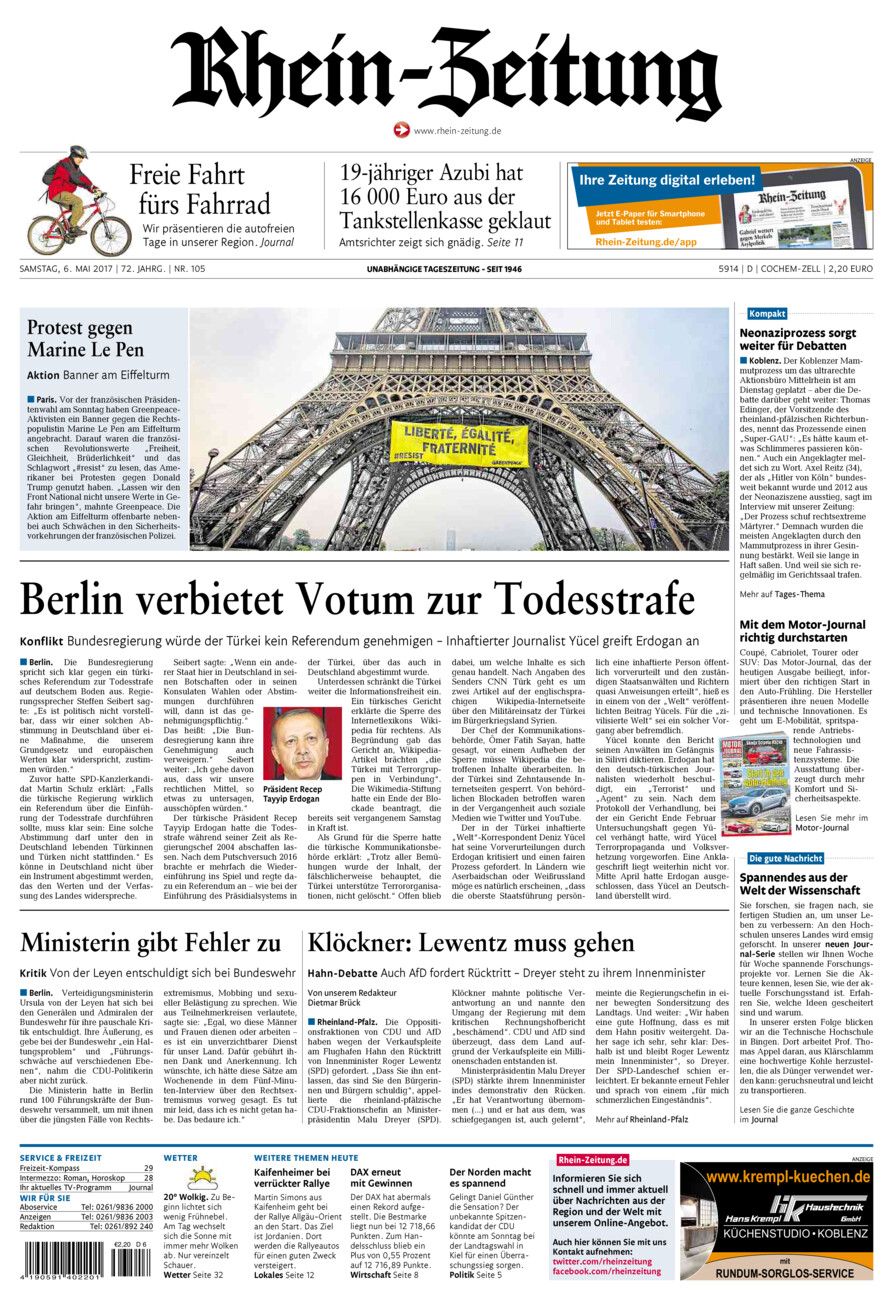 Rhein-Zeitung Kreis Cochem-Zell vom Samstag, 06.05.2017