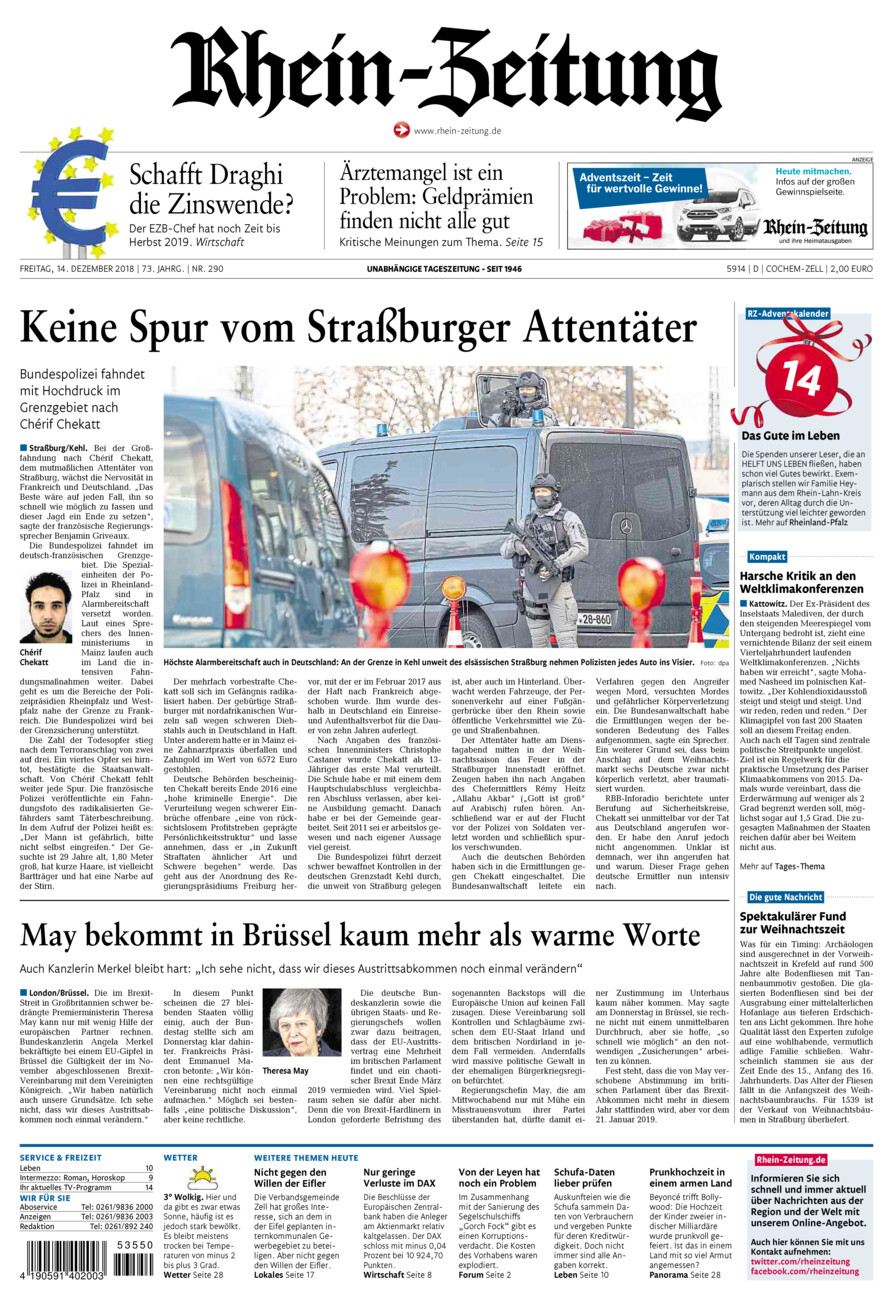 Rhein-Zeitung Kreis Cochem-Zell vom Freitag, 14.12.2018
