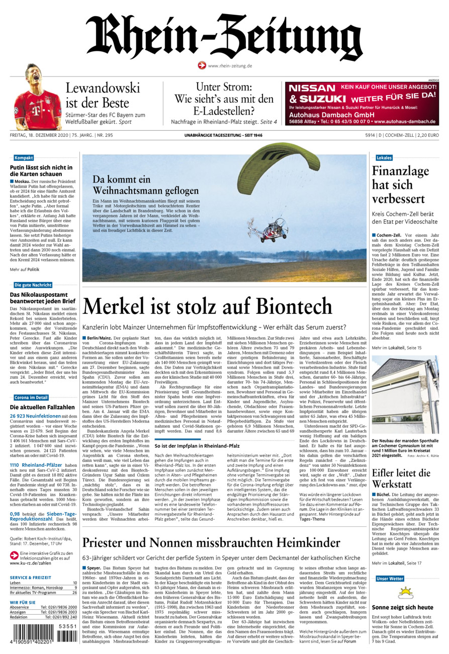 Rhein-Zeitung Kreis Cochem-Zell vom Freitag, 18.12.2020