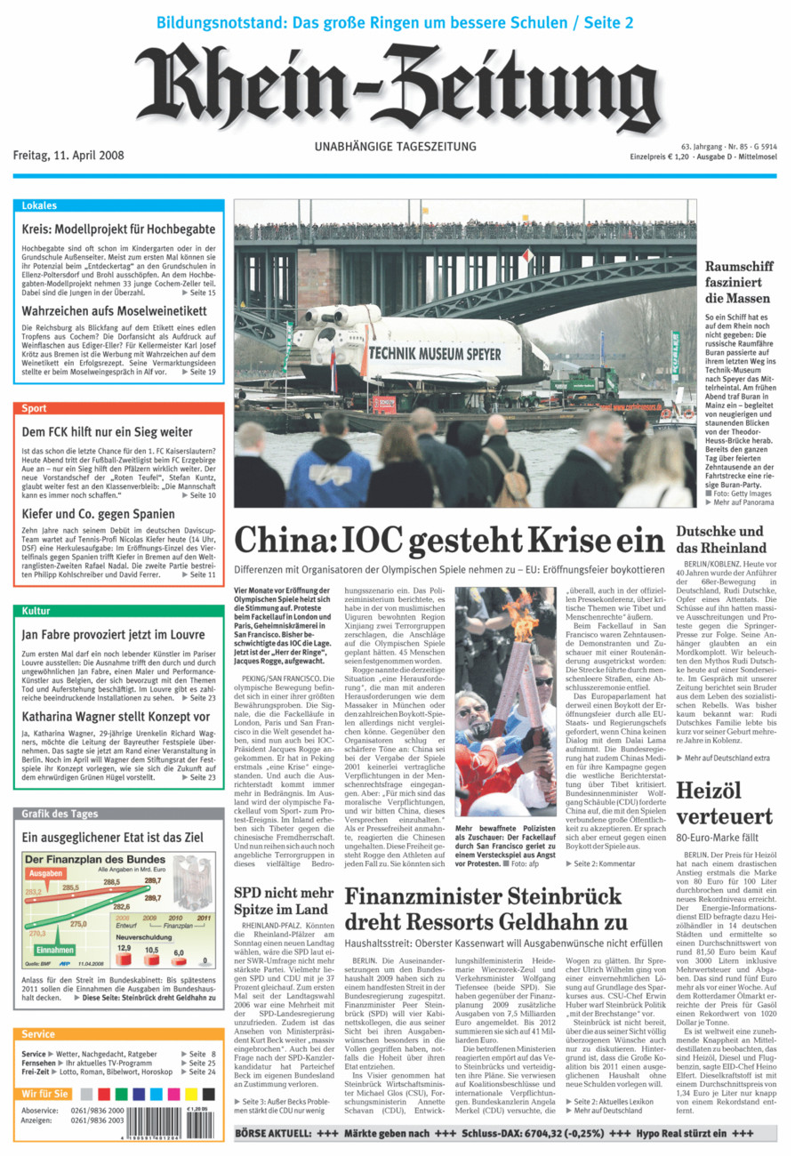 Rhein-Zeitung Kreis Cochem-Zell vom Freitag, 11.04.2008
