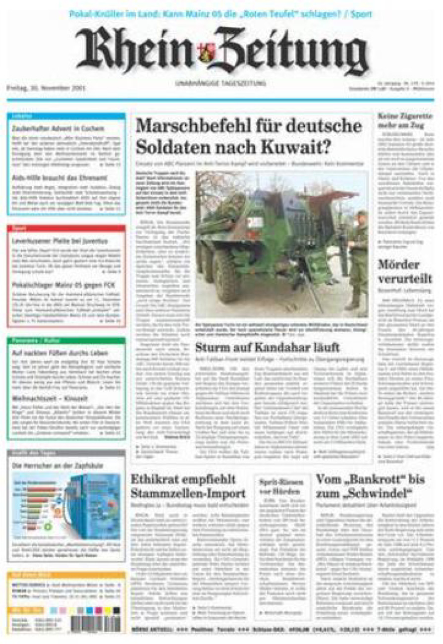 Rhein-Zeitung Kreis Cochem-Zell vom Freitag, 30.11.2001