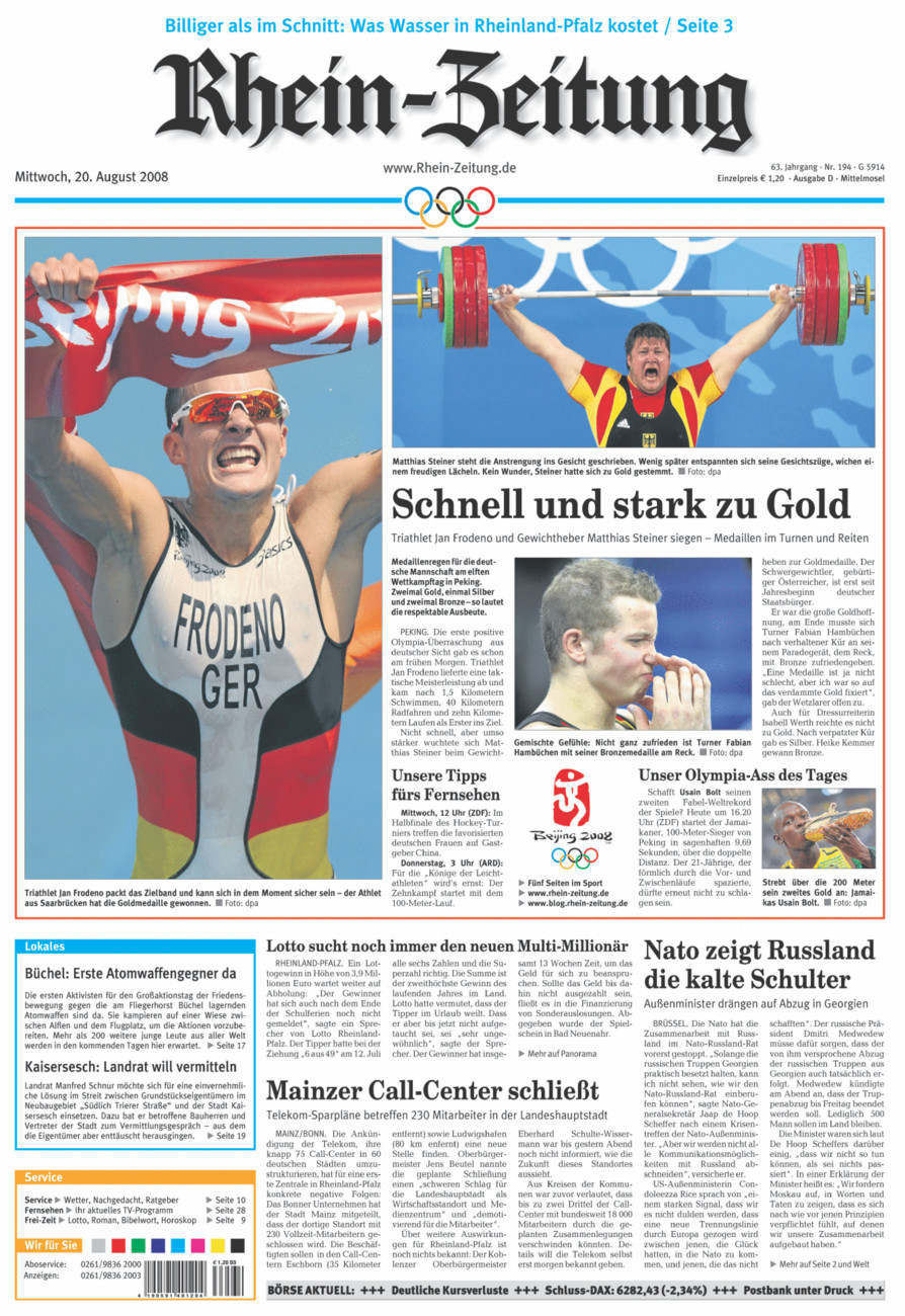 Rhein-Zeitung Kreis Cochem-Zell vom Mittwoch, 20.08.2008