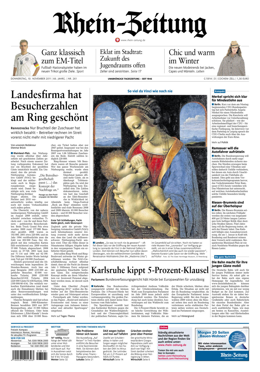 Rhein-Zeitung Kreis Cochem-Zell vom Donnerstag, 10.11.2011
