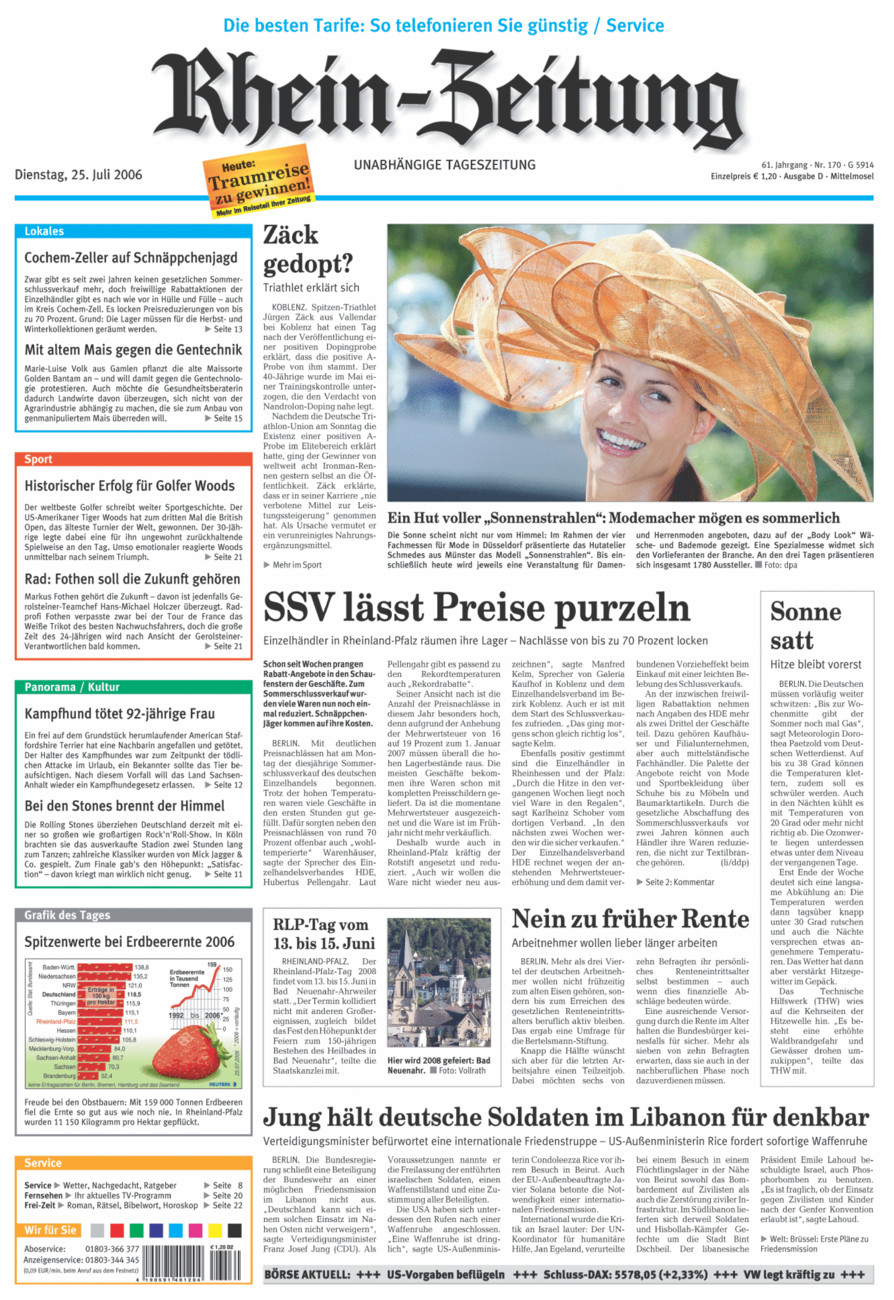 Rhein-Zeitung Kreis Cochem-Zell vom Dienstag, 25.07.2006