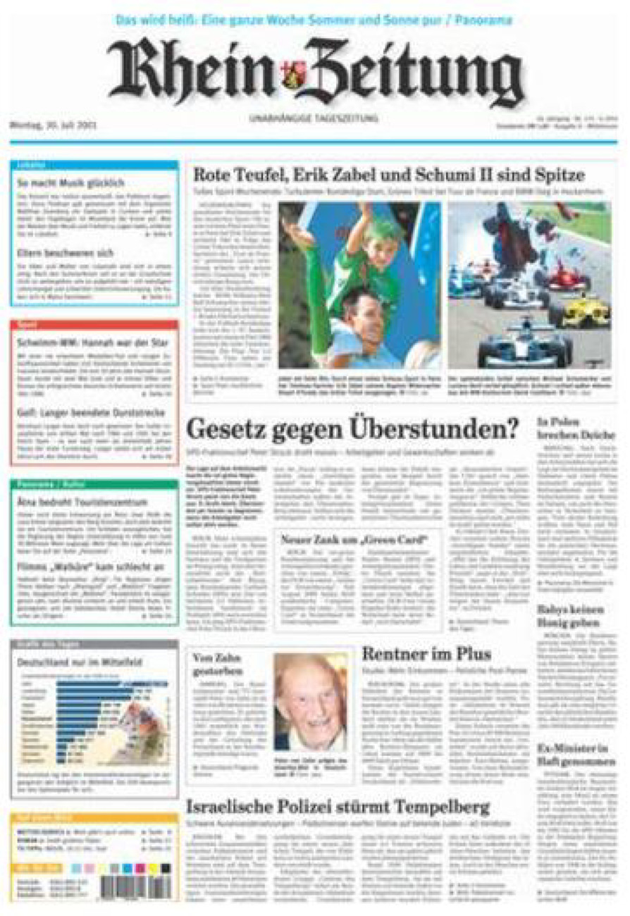 Rhein-Zeitung Kreis Cochem-Zell vom Montag, 30.07.2001