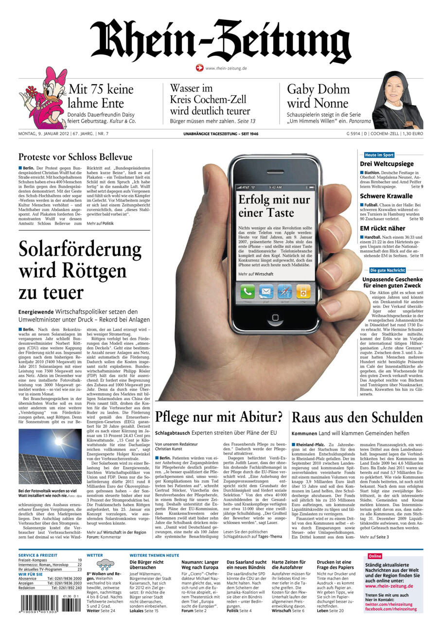 Rhein-Zeitung Kreis Cochem-Zell vom Montag, 09.01.2012