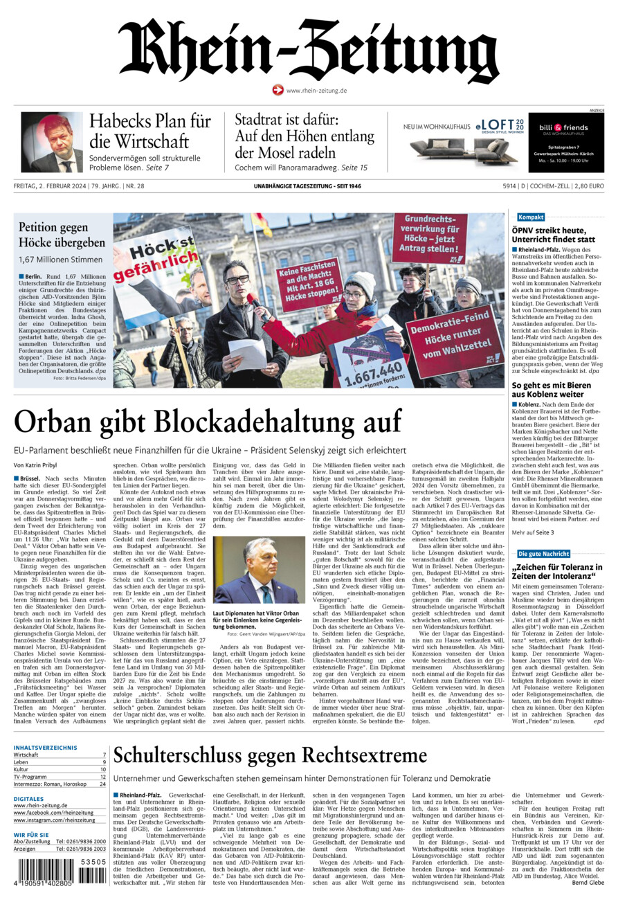 Rhein-Zeitung Kreis Cochem-Zell vom Freitag, 02.02.2024