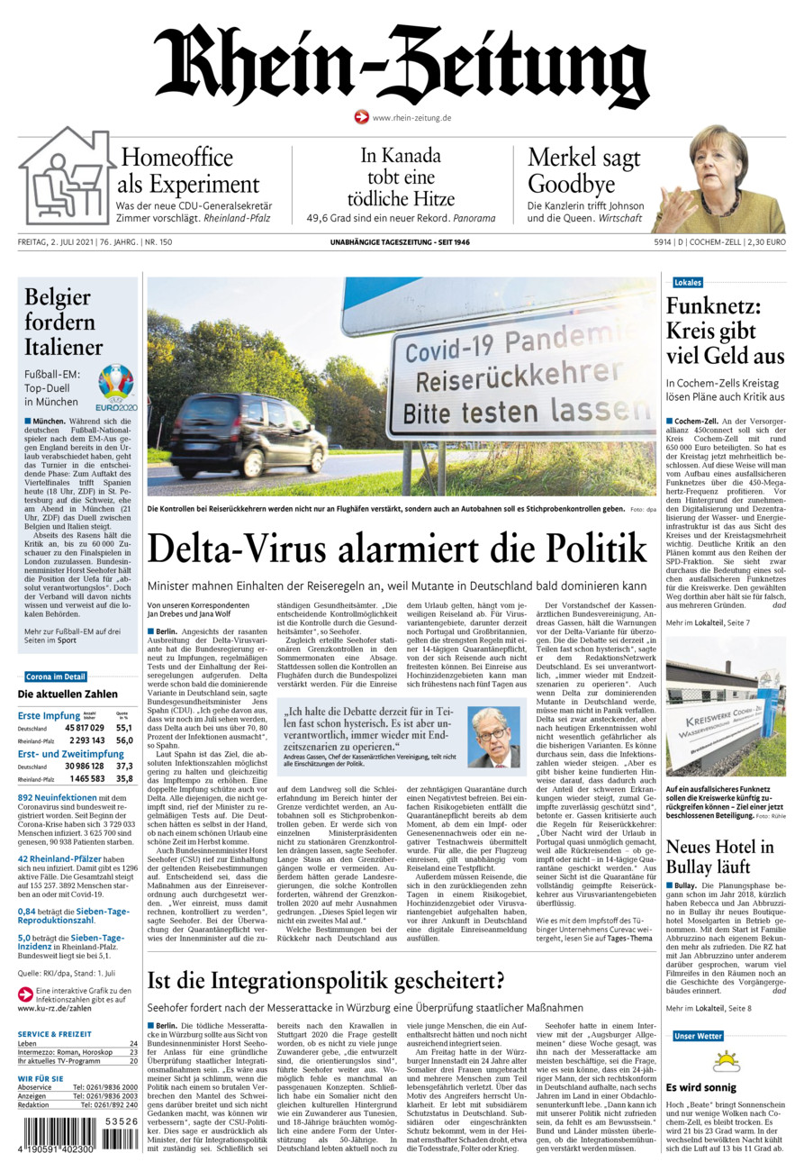 Rhein-Zeitung Kreis Cochem-Zell vom Freitag, 02.07.2021