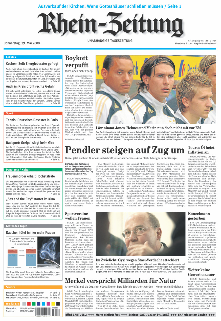 Rhein-Zeitung Kreis Cochem-Zell vom Donnerstag, 29.05.2008