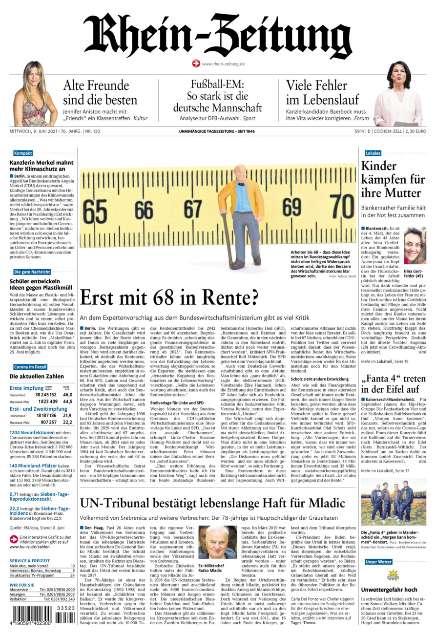 Rhein-Zeitung Kreis Cochem-Zell vom Mittwoch, 09.06.2021