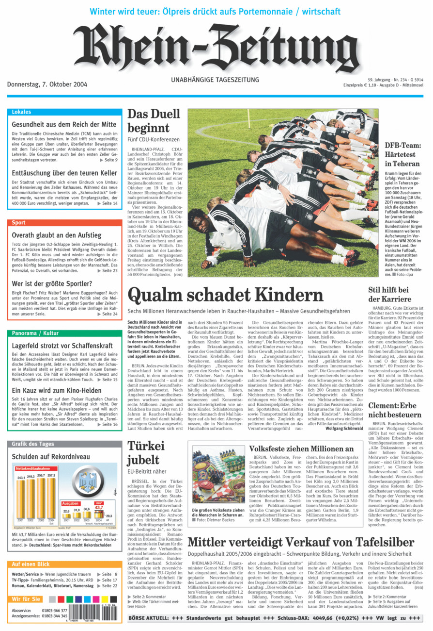 Rhein-Zeitung Kreis Cochem-Zell vom Donnerstag, 07.10.2004