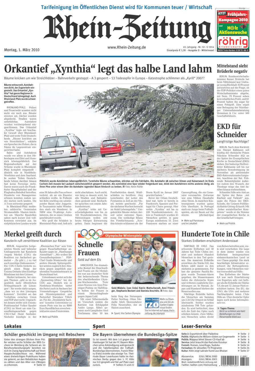 Rhein-Zeitung Kreis Cochem-Zell vom Montag, 01.03.2010
