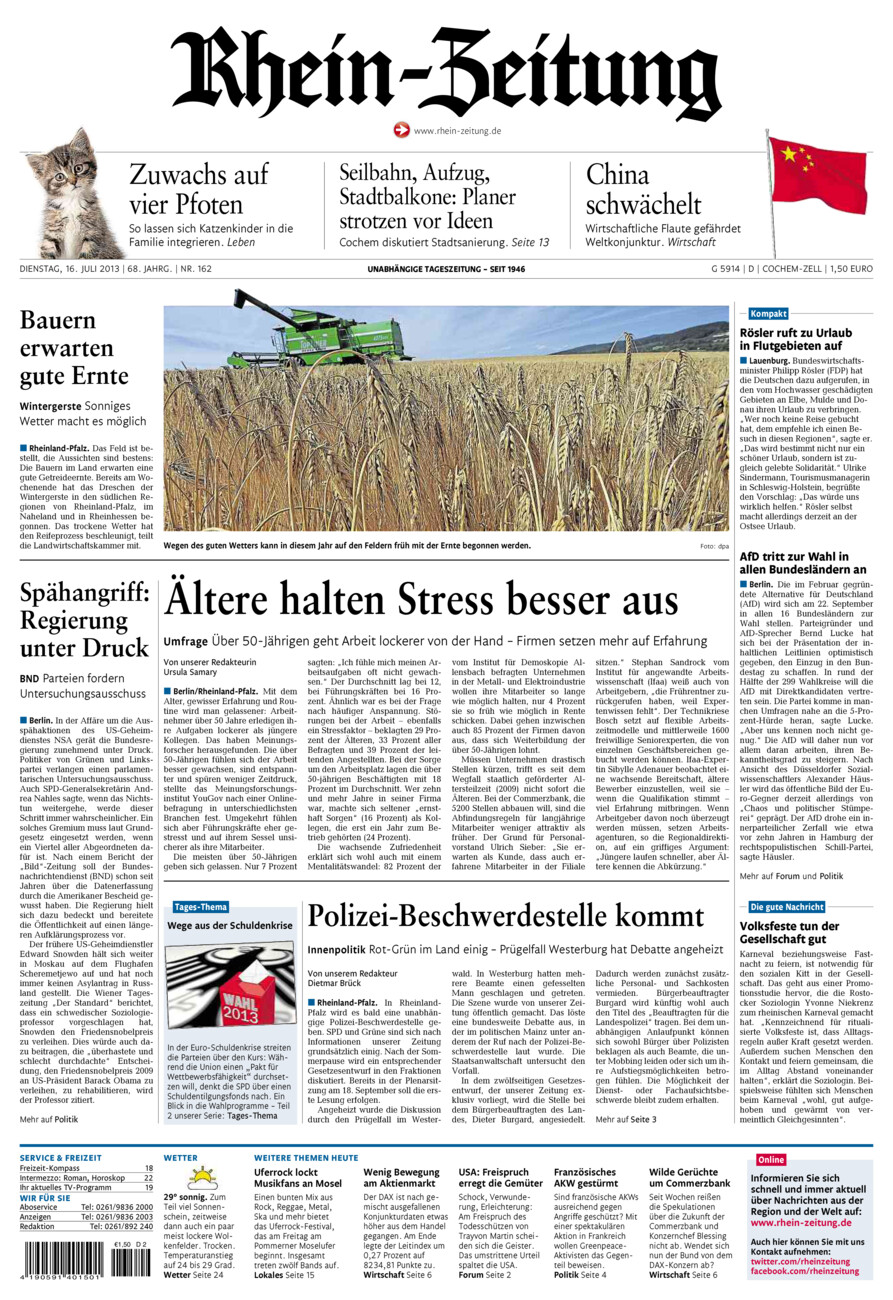 Rhein-Zeitung Kreis Cochem-Zell vom Dienstag, 16.07.2013
