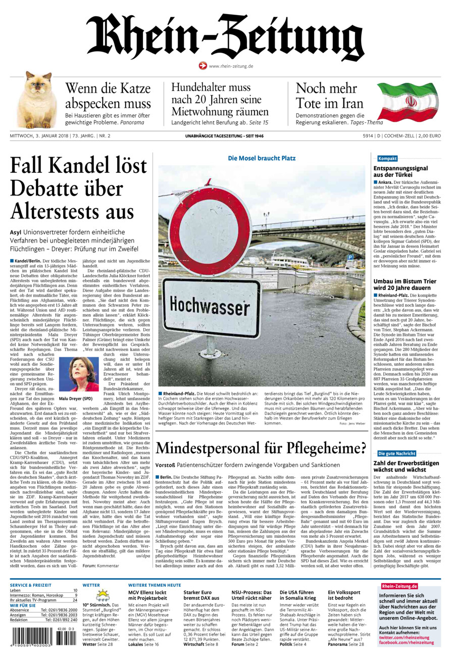 Rhein-Zeitung Kreis Cochem-Zell vom Mittwoch, 03.01.2018