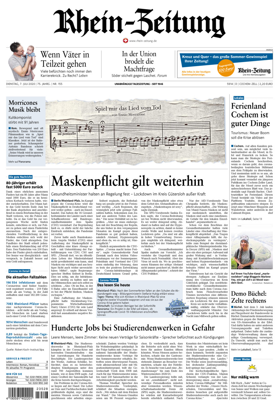 Rhein-Zeitung Kreis Cochem-Zell vom Dienstag, 07.07.2020