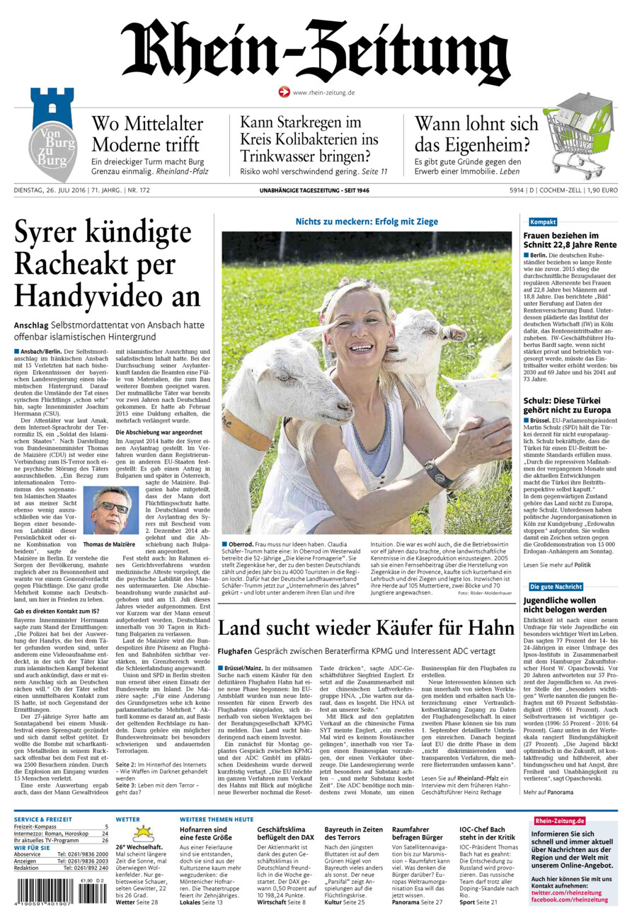 Rhein-Zeitung Kreis Cochem-Zell vom Dienstag, 26.07.2016