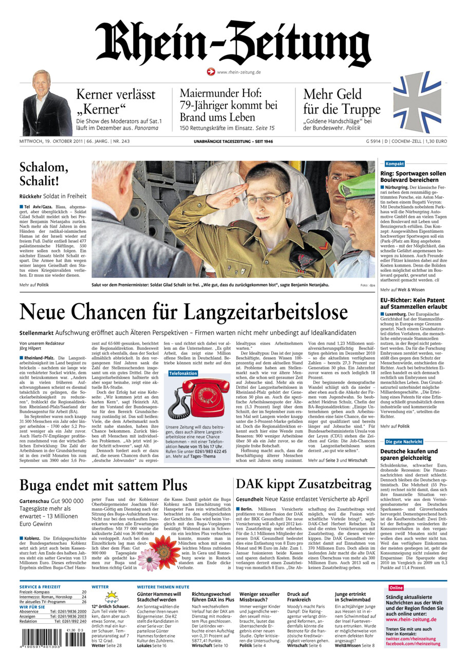 Rhein-Zeitung Kreis Cochem-Zell vom Mittwoch, 19.10.2011