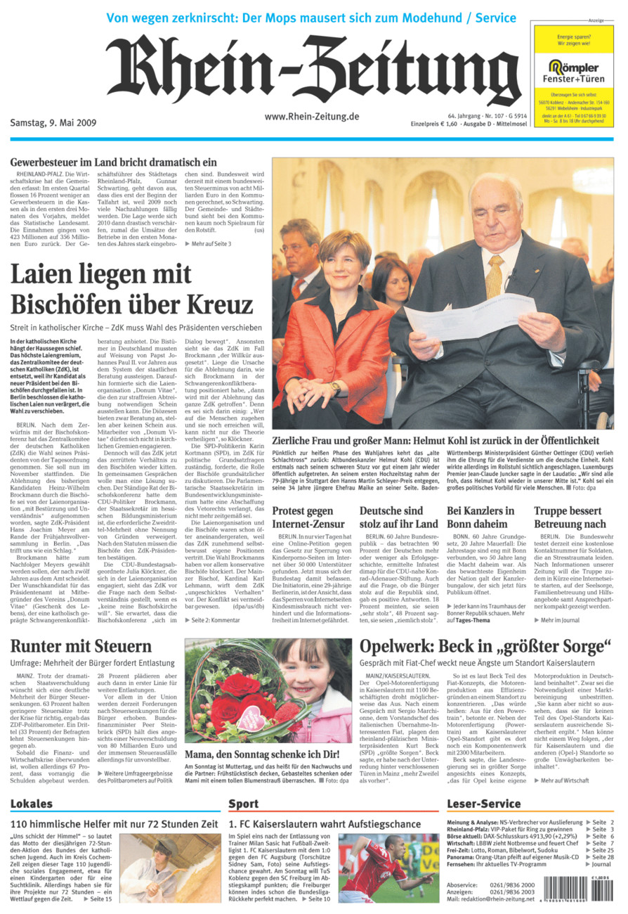 Rhein-Zeitung Kreis Cochem-Zell vom Samstag, 09.05.2009