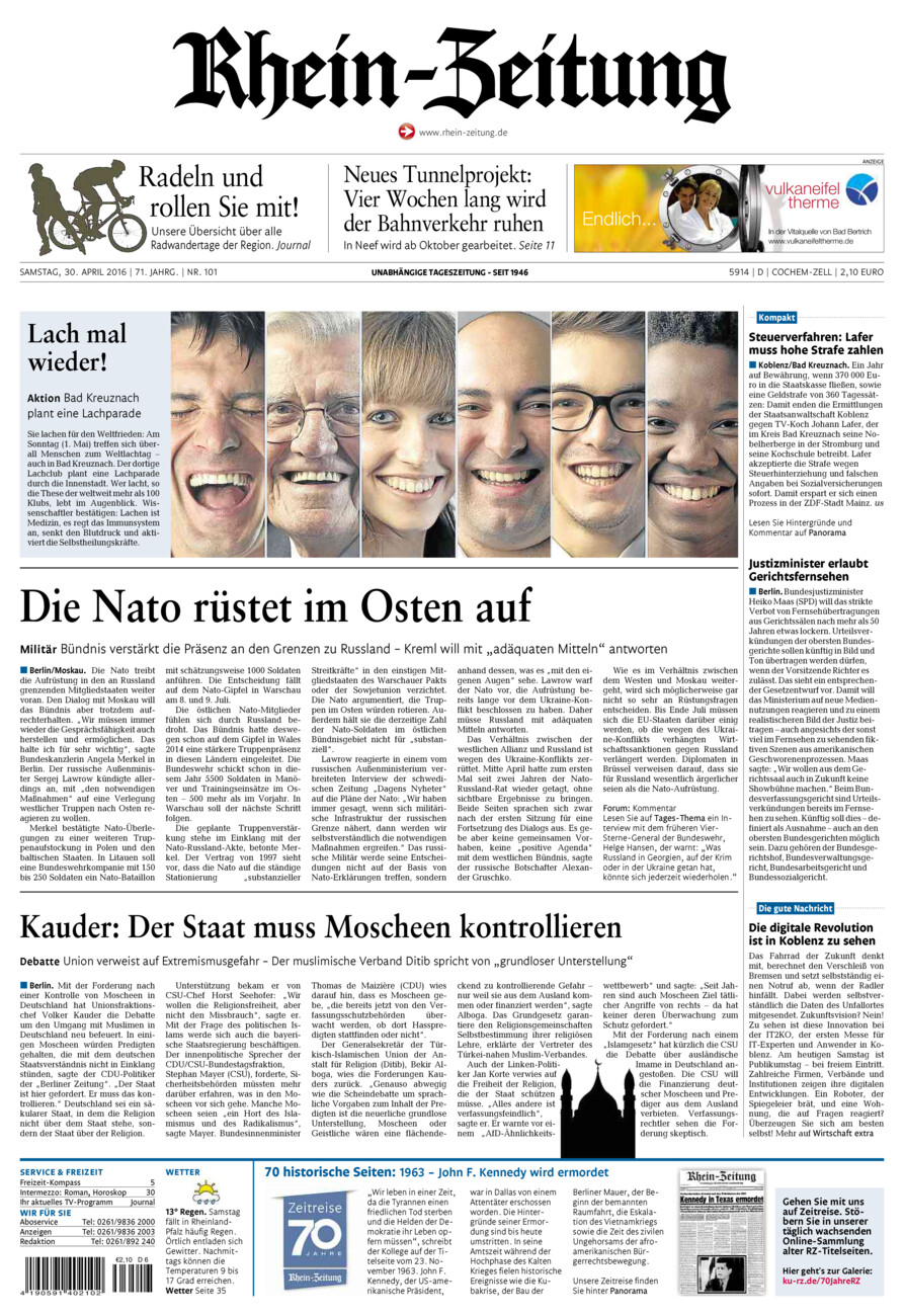 Rhein-Zeitung Kreis Cochem-Zell vom Samstag, 30.04.2016