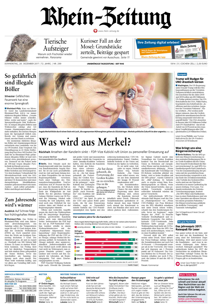 Rhein-Zeitung Kreis Cochem-Zell vom Donnerstag, 28.12.2017