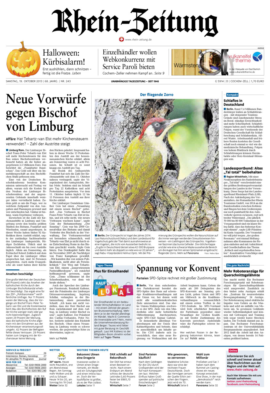 Rhein-Zeitung Kreis Cochem-Zell vom Samstag, 19.10.2013