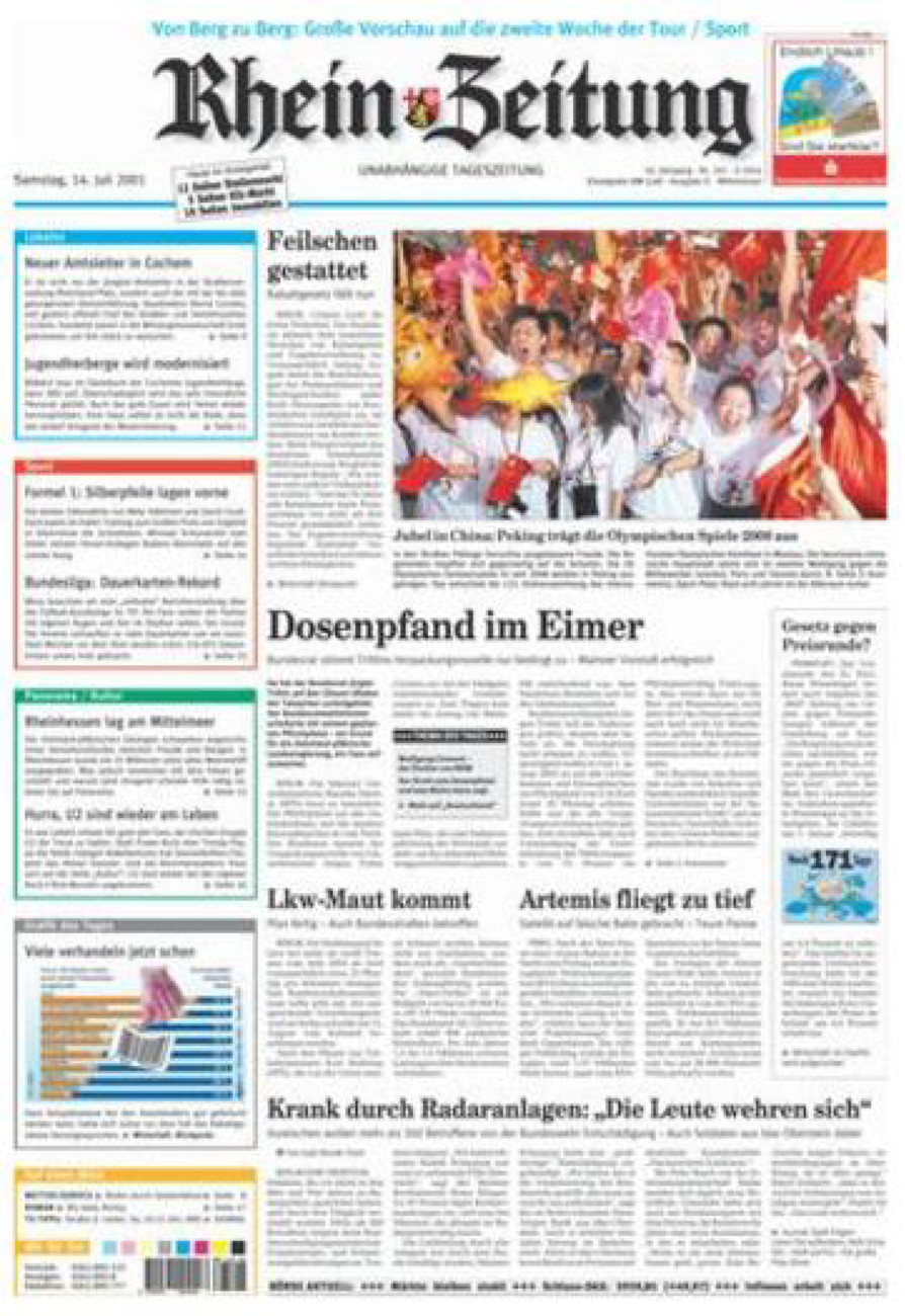 Rhein-Zeitung Kreis Cochem-Zell vom Samstag, 14.07.2001